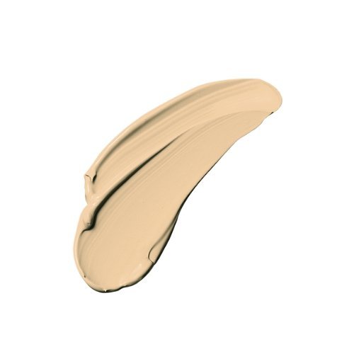 Light neutral beige liquid concealer swatch with shiny curved smear