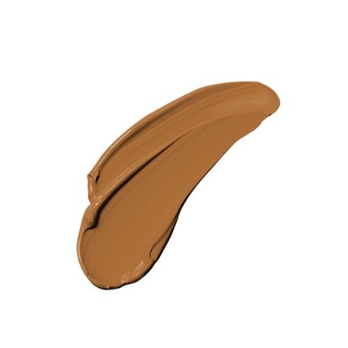Medium brown liquid concealer swatch with smooth wide curved smear
