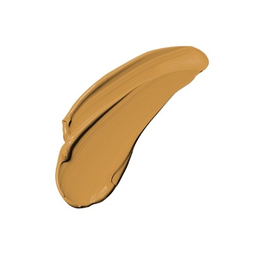 Warm medium beige liquid concealer swatch with glossy curved smear
