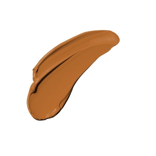 Medium orange-brown liquid concealer swatch with shiny curved line