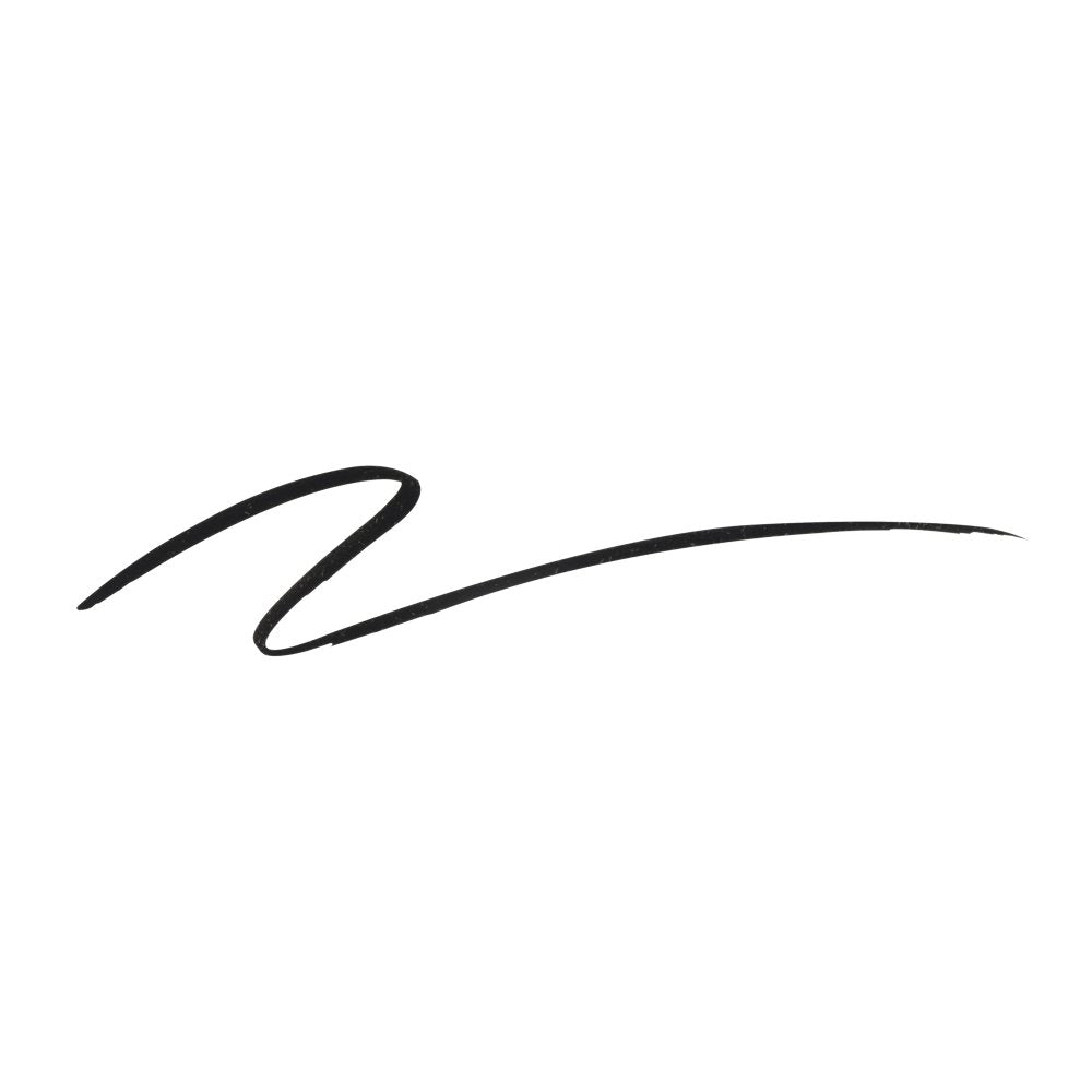 Long-wear liquid eyeliner black swatch line with curved wing