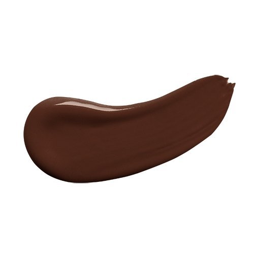 Brown matte liquid lipstick swatch in a wide curved smear