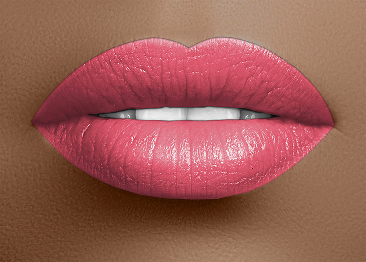 Magenta pink lip swatch with glossy satin sheen
