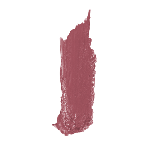 Hydrating satin lipstick swatch in mauve rose pink with glossy, creamy texture