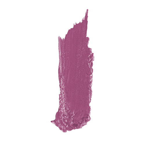 Mauve purple lipstick swatch with glossy, shimmery texture