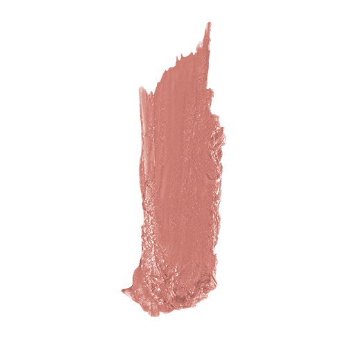 Soft pink lipstick swatch with glossy, shimmery texture