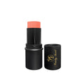 Cream blush stick in orange, with black tube and attached cap