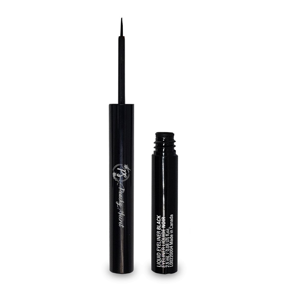 Long-wear liquid eyeliner black pen-style tube with applicator and cap