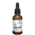 Collagen renewal serum bottle with black dropper, amber glass, label on front