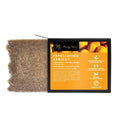 Exfoliating apricot soap bar with cardboard box packaging