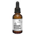 Amber hydrating facial serum bottle with black dropper cap